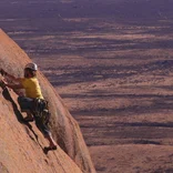 Student rock climbing