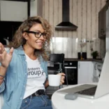intern in front of her laptop