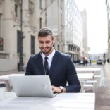 intern working on his laptop