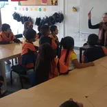Volunteers working in a school