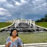 Student in front of castle - submitted for photo contest