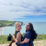 Students facing camera in beautiful France
