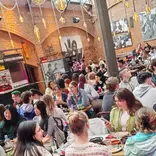 Students gather for a welcome orientation in Dublin, Ireland.