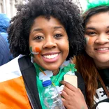 Students posing in celebratory Irish wear