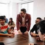 Students having a group discussion in class