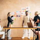 Students work on a group project