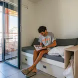 EF Nice gap year student studying for his language exam