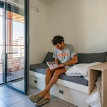 EF Nice gap year student studying for his language exam