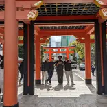 Student exploring Japanese temple while studying abroad