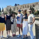 Students in front of ruins