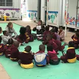 Volunteers with kids