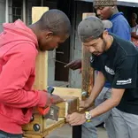 Volunteer doing wood work