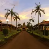 the host university at sunset