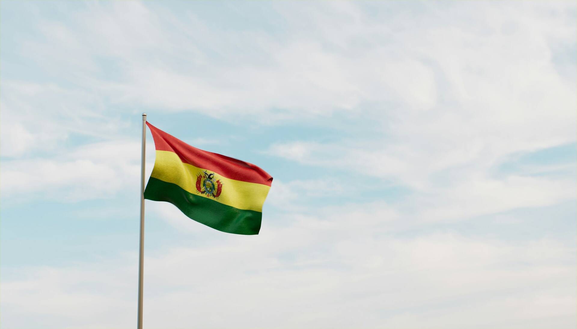 The Bolivian flag waving in the wind