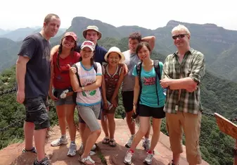 Konall Culture Exchange students on top of a mountain