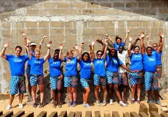 Students by wall