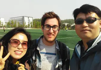 A picture with my coteacher and her husband