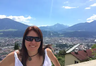 woman smiling Innsbruck, Austria landscape