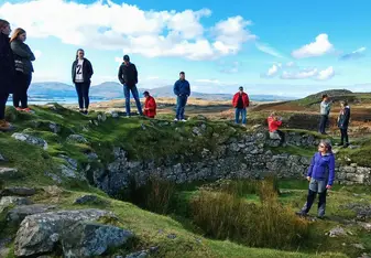 students Den Beag Broch on Skye Scotland