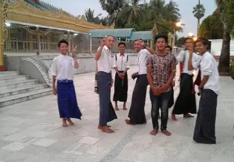 Burmese students at temple