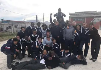 A few of my Grade 7 kids and I, after sport