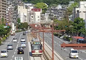Nagasaki, downtown, Japan, streetcar