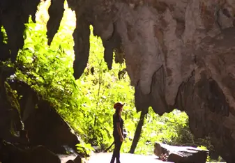 exploring caves at nuclear santana