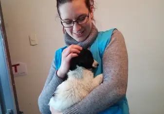 me with a puppy a child brought to school one day