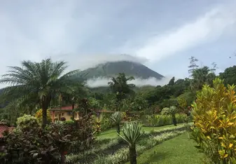 View from our hotel room at Los Lagos Resort. Arenal Volcano!