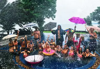 Our group having fun rain or shine!
