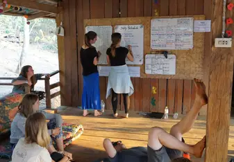 Field staff leading a meeting