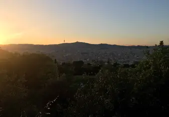 A sunset view of Barcelona from the top of Montjuic