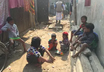 Children playing in the street in Dhaka