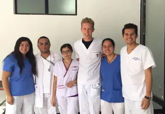 With the med students 
