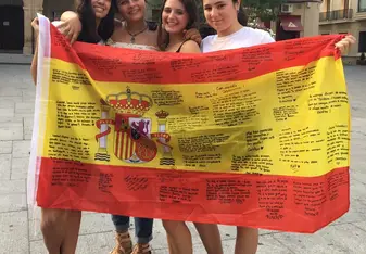 All of my friends signed a Spanish flag for me right before I left!