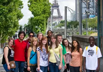 students posing in a group