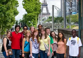 students posing in a group