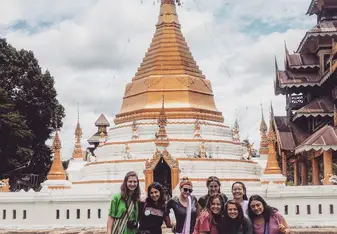 group at temple in Thailand