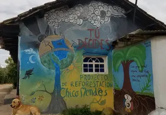 One of the walls outside of Armando's home