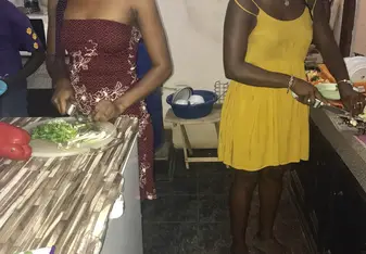 On this night, I was showing them how to prepare stir fry. They were helping me cut up the vegetables. That was one of my favorite nights because we were all at the table for dinner and they really liked the stir fry. 
