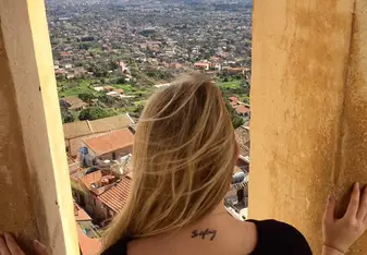 girl overlooking city