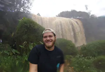 At a waterfall!