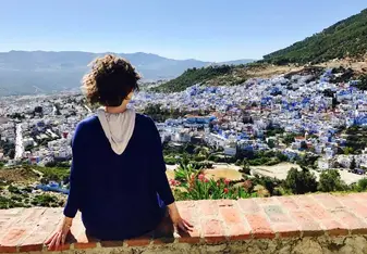 woman overlooking Rabat, Morocco