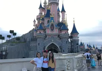 My friends (Adela and Paola) and I infront of the castle at Disneyland Paris.