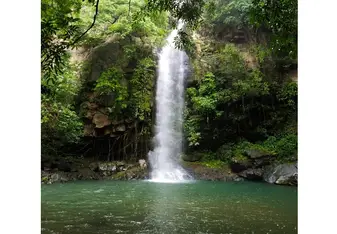 An image of a beautiful waterfall deep in the hiking trail of Rincon de la Vieja
