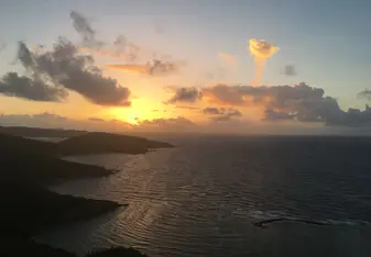 An image of the sunrise from a high point in the BVI