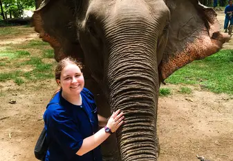 Me with my elephant, Red Moon 