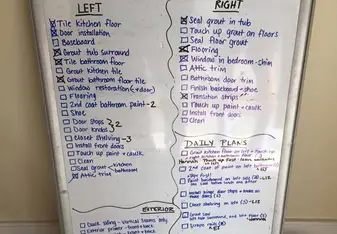Daily task board at the construction site