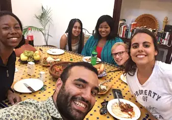 Dinning at riad with my international family