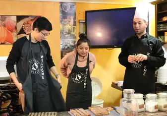 students in French cooking class